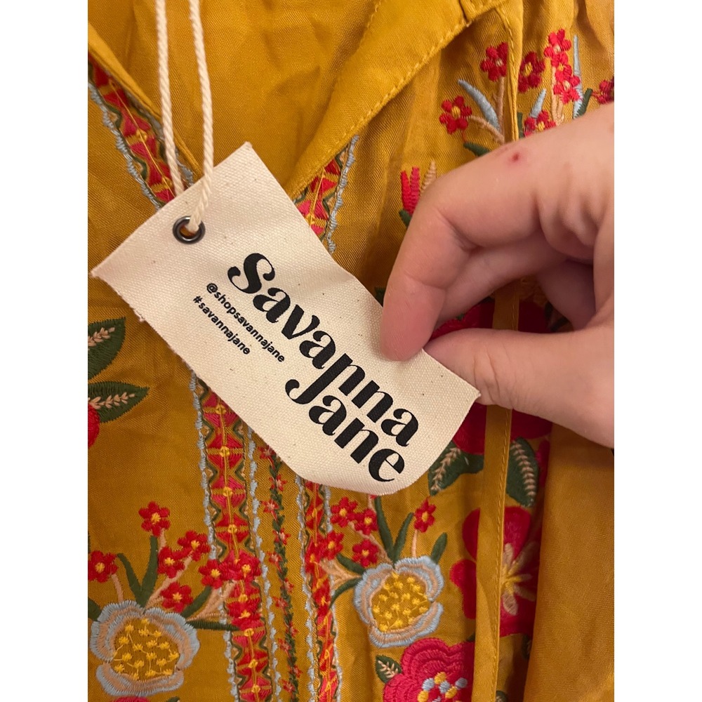 Savanna Jane NWT Gold Embroidered Boho Tank Top Summer Indie - Picture 4 of 6